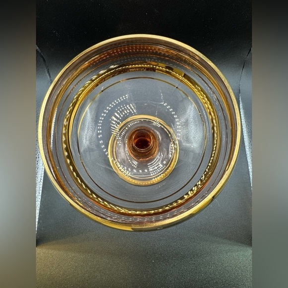 Vintage Roumania Glass with Gold Trim Blown Glass Compote or Vase Circa 1970's - Picture 6 of 8